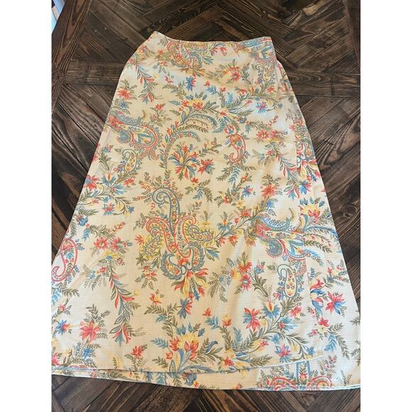 Talbots Floral Wrap Skirt Women 6 Fairy Beach Resort Colorful Summer Wedding VTG - Picture 1 of 9